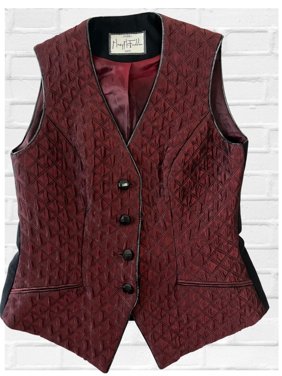Mary McFadden Jackets & Blazers - Vintage Mary McFadden Quilted Burgundy Vest Black Tie Formal Suit